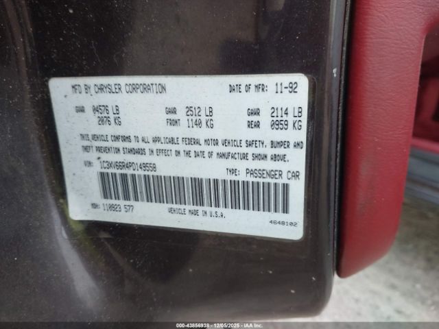 1993 CHRYSLER NEW YORKER 1C3XV66R4PD149558 Photo 8