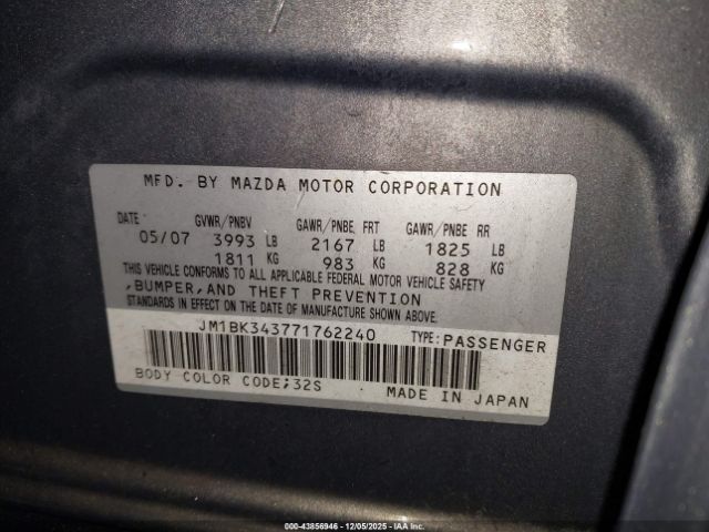 2007 MAZDA MAZDA3 JM1BK343771762240 Photo 8