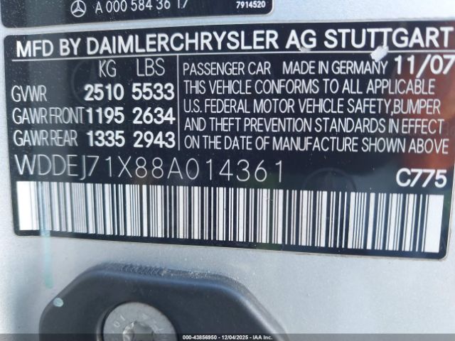 2008 MERCEDES-BENZ CL 550 WDDEJ71X88A014361 Photo 8