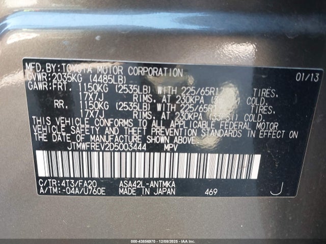 2013 TOYOTA RAV4 JTMWFREV2D5003444 Photo 8