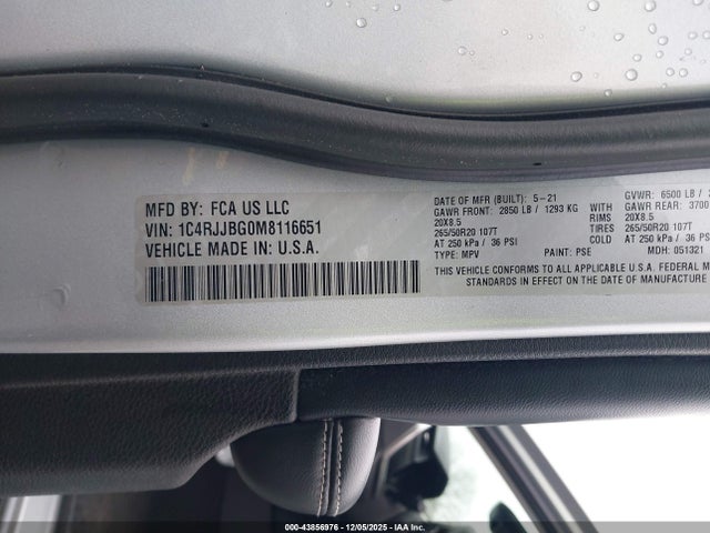 2021 JEEP GRAND CHEROKEE L 1C4RJJBG0M8116651 Photo 8