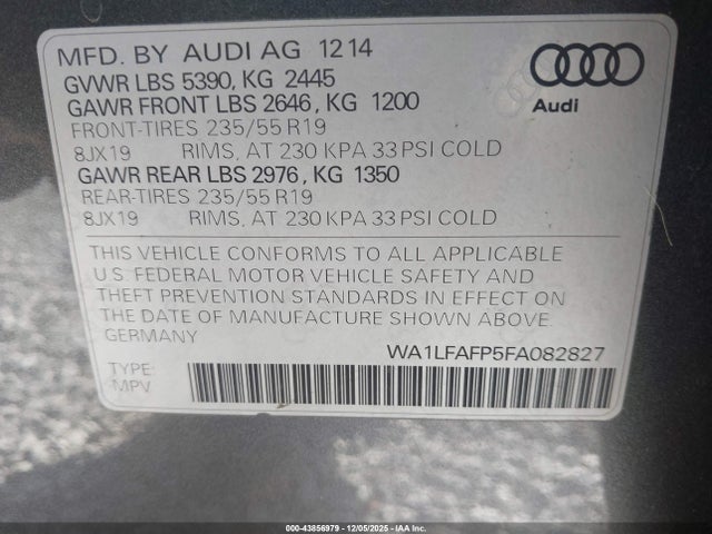 2015 AUDI Q5 WA1LFAFP5FA082827 Photo 8