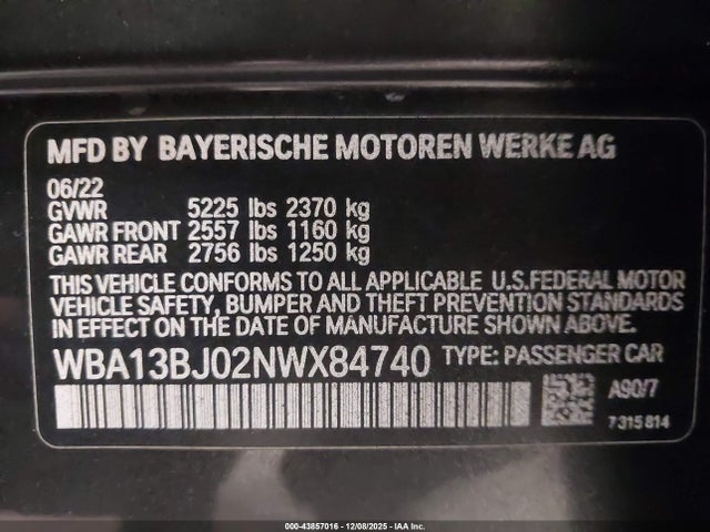 2022 BMW 530 WBA13BJ02NWX84740 Photo 8