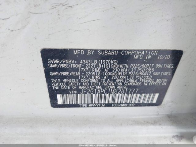 2021 SUBARU CROSSTREK JF2GTAPC1M8281777 Photo 8