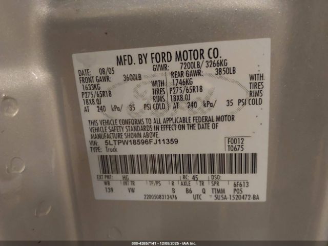 2006 LINCOLN MARK LT 5LTPW18596FJ11359 Photo 8