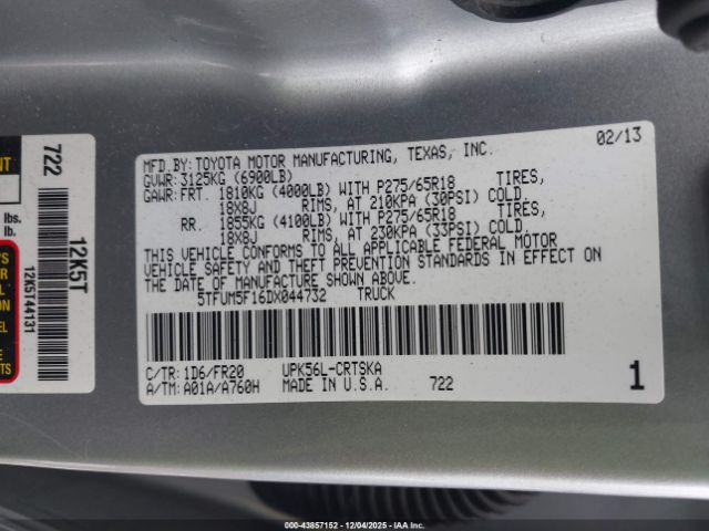 2013 TOYOTA TUNDRA 5TFUM5F16DX044732 Photo 8
