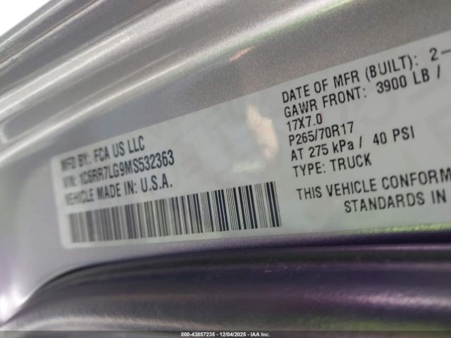 2021 RAM 1500 CLASSIC 1C6RR7LG9MS532363 Photo 8