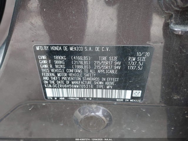 2021 HONDA HR-V 3CZRU6H56MM705316 Photo 8