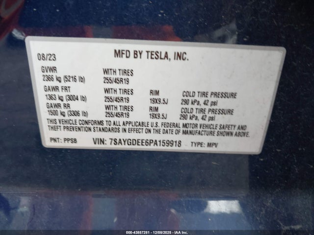 2023 TESLA MODEL Y 7SAYGDEE6PA159918 Photo 8