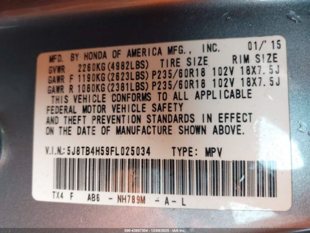 2015 ACURA RDX 5J8TB4H59FL025034 Photo 8