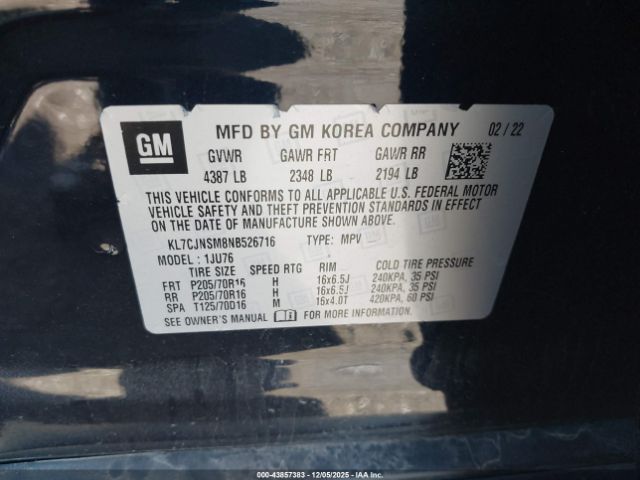 2022 CHEVROLET TRAX KL7CJNSM8NB526716 Photo 8