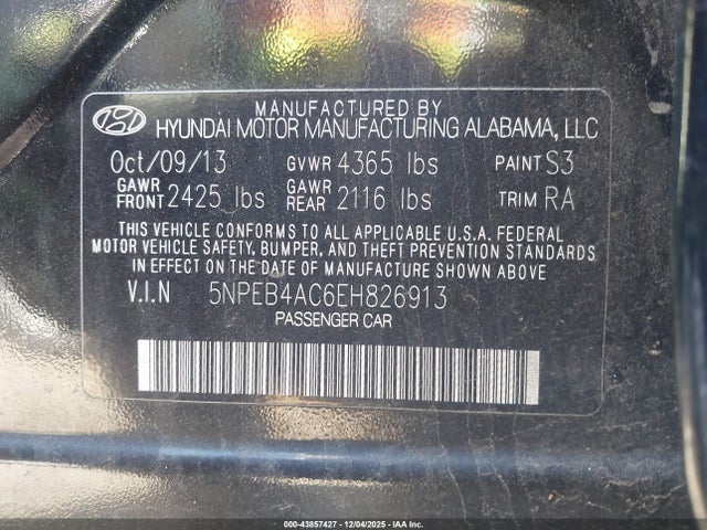 Hyundai SONATA GLS 2014 5NPEB4AC6EH826913 Image 9