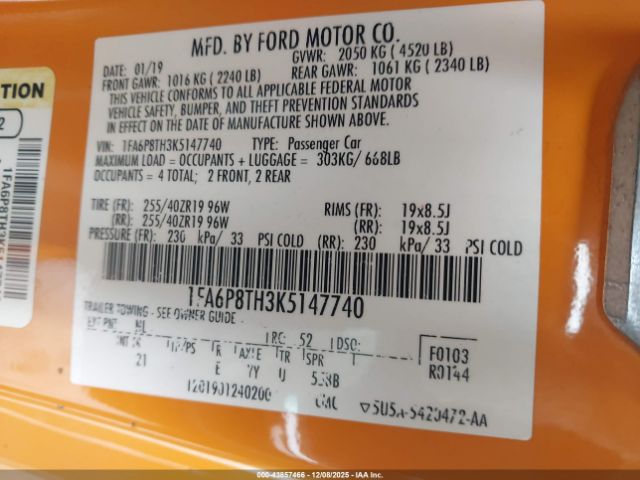 2019 FORD MUSTANG 1FA6P8TH3K5147740 Photo 8