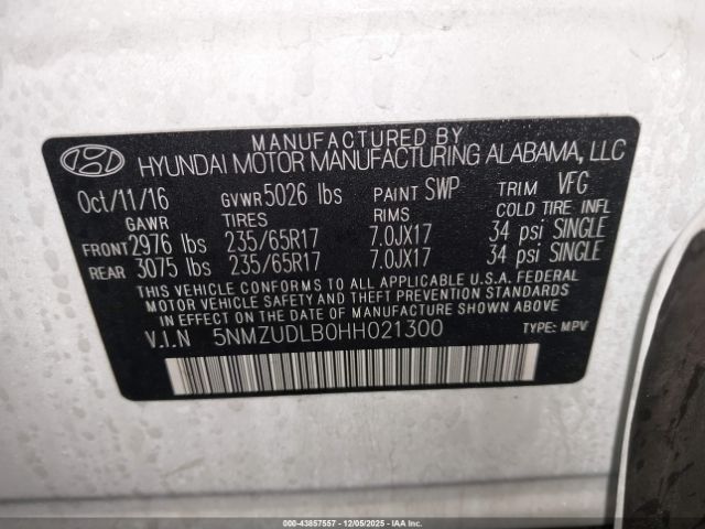 2017 HYUNDAI SANTA FE SPORT 5NMZUDLB0HH021300 Photo 8