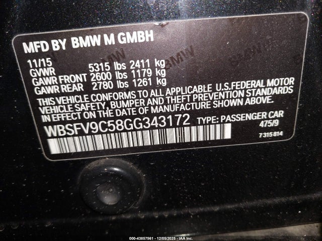 2016 BMW M5 WBSFV9C58GG343172 Photo 8