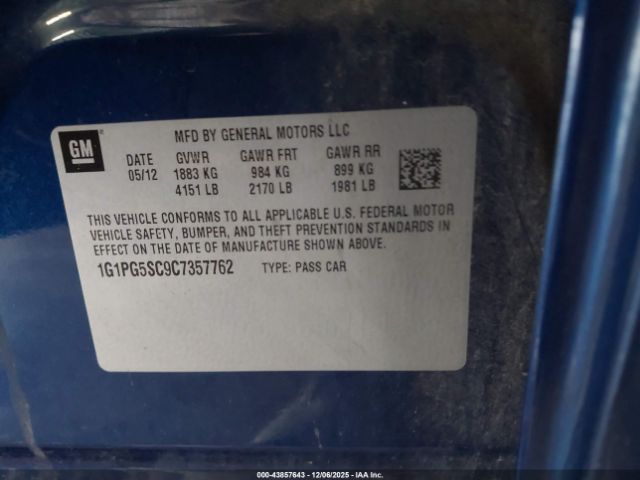 2012 CHEVROLET CRUZE 1G1PG5SC9C7357762 Photo 8