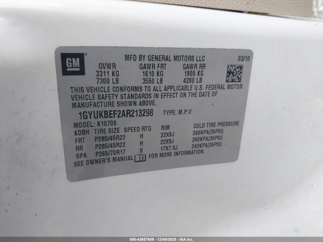 2010 CADILLAC ESCALADE 1GYUKBEF2AR213298 Photo 8