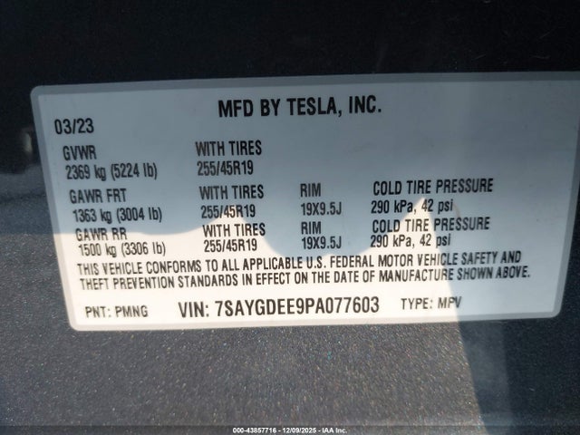 2023 TESLA MODEL Y 7SAYGDEE9PA077603 Photo 8