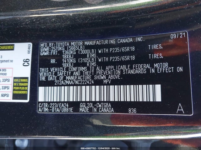 Lexus RX 350 2022 2T2AZMAA7NC222424 Image 9