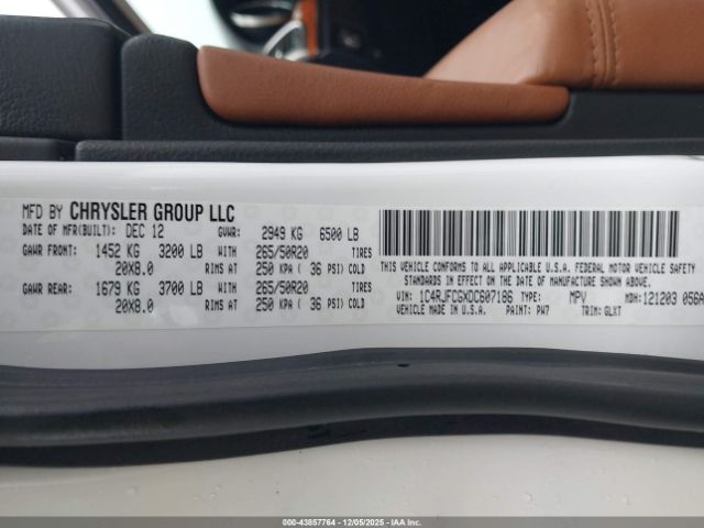 2013 JEEP GRAND CHEROKEE 1C4RJFCGXDC607186 Photo 8