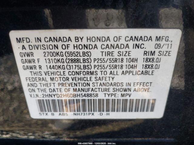 2011 ACURA MDX 2HNYD2H60BH548858 Photo 8