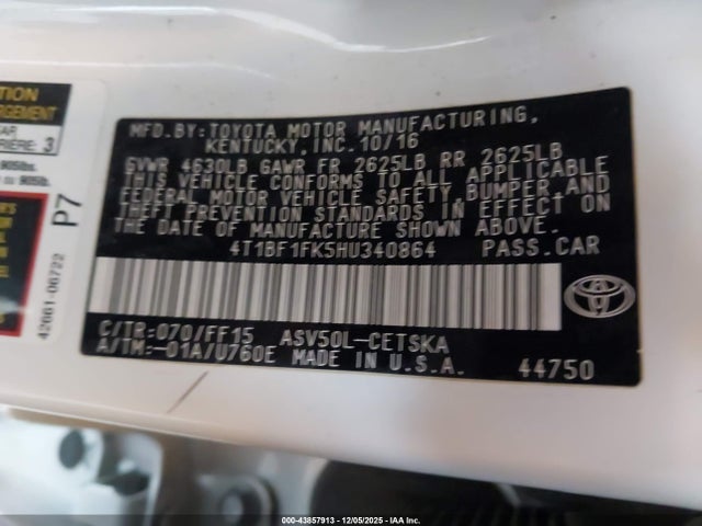 4T1BF1FK5HU340864 Toyota CAMRY SE