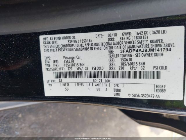 2018 FORD FIESTA 3FADP4AJ9JM141794 Photo 8