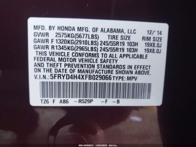 2015 ACURA MDX 5FRYD4H4XFB029066 Photo 8