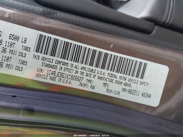 2019 JEEP GRAND CHEROKEE 1C4RJEBG1KC826627 Photo 8