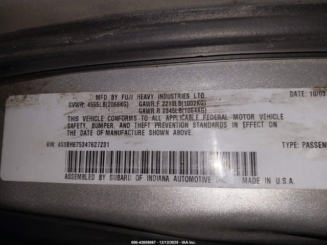 2004 SUBARU OUTBACK 4S3BH675347627231 Photo 8