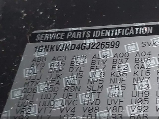 1GNKVJKD4GJ226599 Chevrolet Traverse Ltz