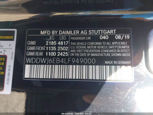 2020 MERCEDES-BENZ AMG C 43 WDDWJ6EB4LF949000 Photo 8