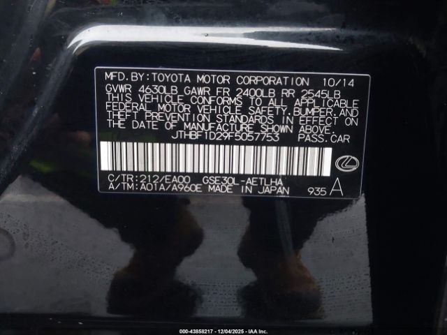 2015 LEXUS IS 250 JTHBF1D29F5057753 Photo 8