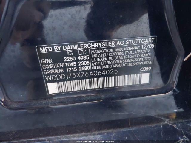 2006 MERCEDES-BENZ CLS 500 WDDDJ75X76A064025 Photo 8