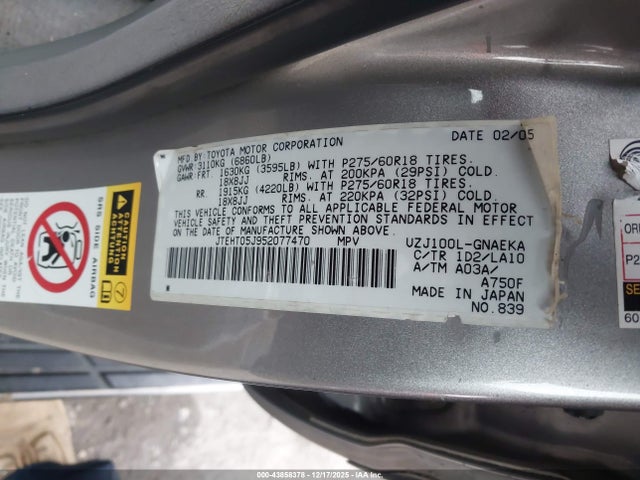 2005 TOYOTA LAND CRUISER JTEHT05J952077470 Photo 8