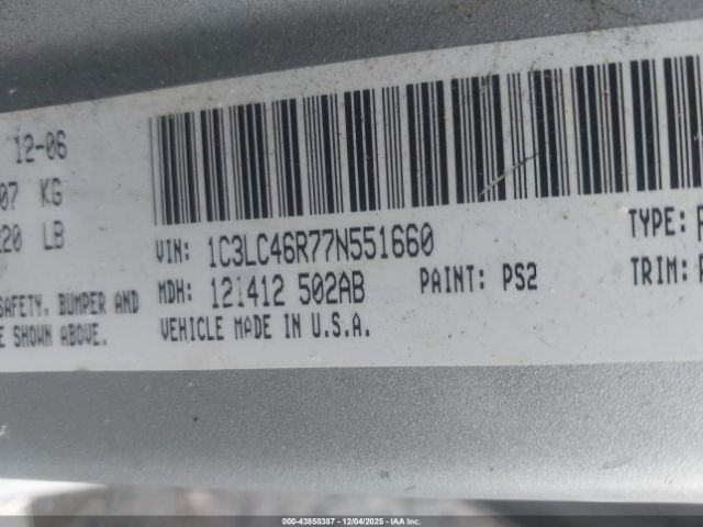 2007 CHRYSLER SEBRING 1C3LC46R77N551660 Photo 8