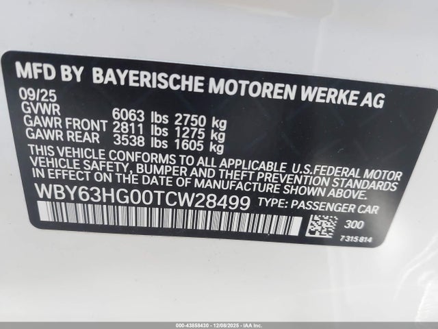 WBY63HG00TCW28499 BMW I5 Edrive40