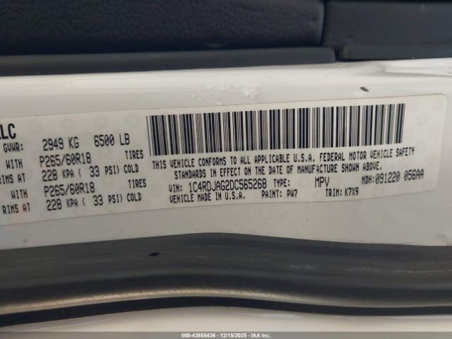 2013 DODGE DURANGO 1C4RDJAG2DC565268 Photo 8