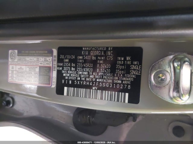 5XYRH4JF5SG310278 KIA SORENTO EX