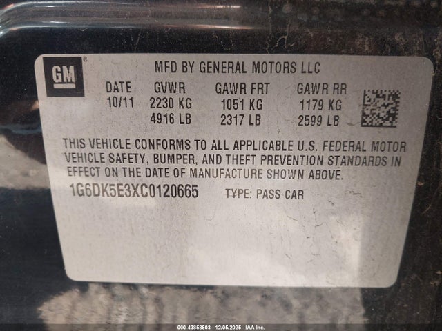 2012 CADILLAC CTS 1G6DK5E3XC0120665 Photo 8