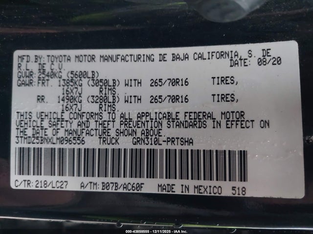 2020 TOYOTA TACOMA 3TMDZ5BNXLM096556 Photo 8