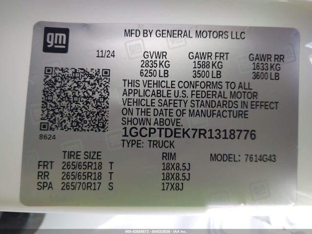 1GCPTDEK7R1318776 Chevrolet Colorado 4wd Z71