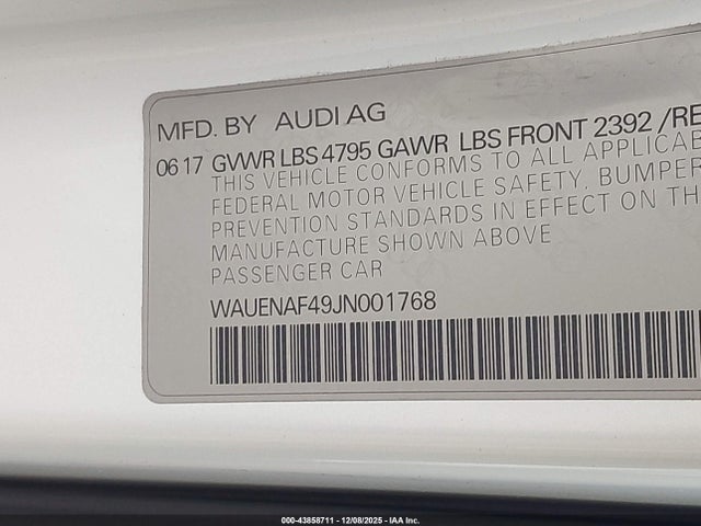 WAUENAF49JN001768 Audi A4 2.0t Premium/2.0t Tech Premium