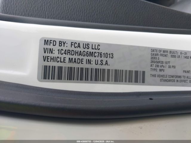 2021 DODGE DURANGO 1C4RDHAG6MC761013 Photo 8