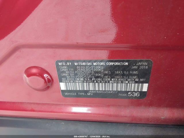 2018 MITSUBISHI ECLIPSE CROSS JA4AT4AA0JZ044517 Photo 8