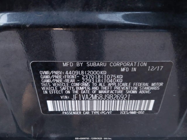 2018 SUBARU WRX STI JF1VA2M68J9826921 Photo 8