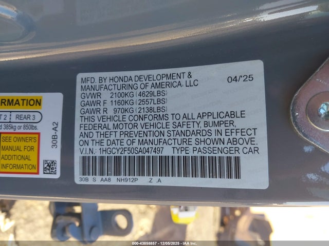 1HGCY2F50SA047497 Honda Accord Hybrid Sport