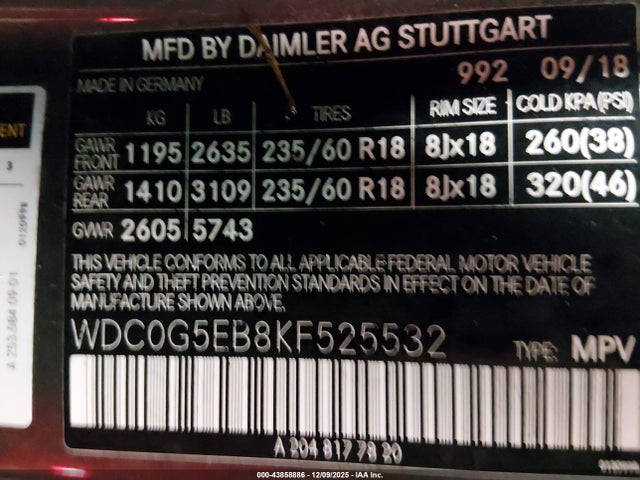 2019 MERCEDES-BENZ GLC 350E WDC0G5EB8KF525532 Photo 8