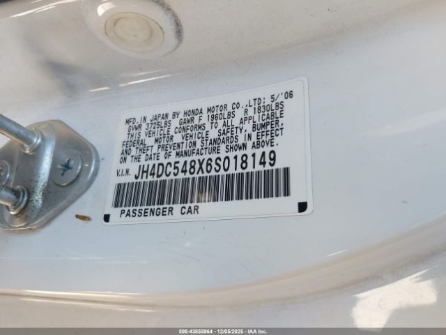 2006 ACURA RSX JH4DC548X6S018149 Photo 8