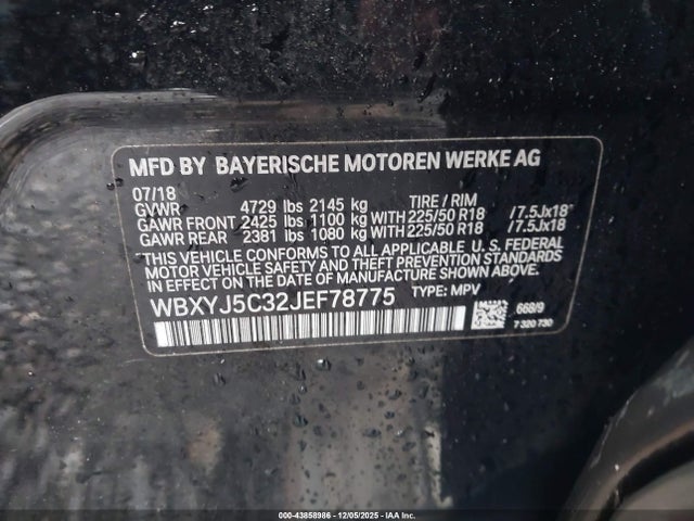 Aukcja sprzedaży 2018 Bmw X2 Xdrive28i, vin: WBXYJ5C32JEF78775, numer aukcji: 43858986